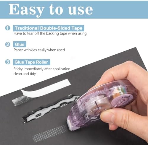 4 Pack Double Sided Tape Roller, Scrapbook Supplies, Glue Tape