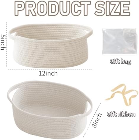 JMvicyroam Small Woven Basket, Empty Gift Basket, White/1 Pack