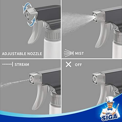 MR.SIGA 24 oz Empty Plastic Spray Bottles for Cleaning Solutions, 3 Pack