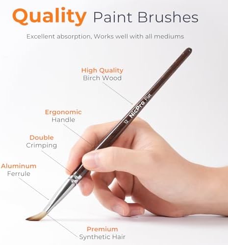 Nicpro 12PCS Artist Paint Brush Set, Paint Brushes for Acrylic Painting