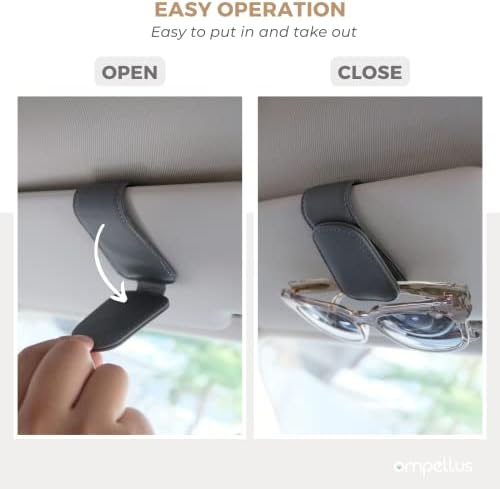 Magnetic Leather Car Sunglass Holder, Visor Sunglasses Holder Clip, 1 Pack