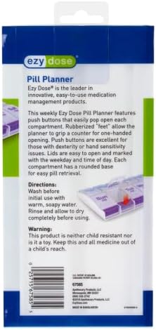 Ezy Dose Weekly (7-Day) AM/PM Pill Organizer, X-Large Case, Blue/Purple