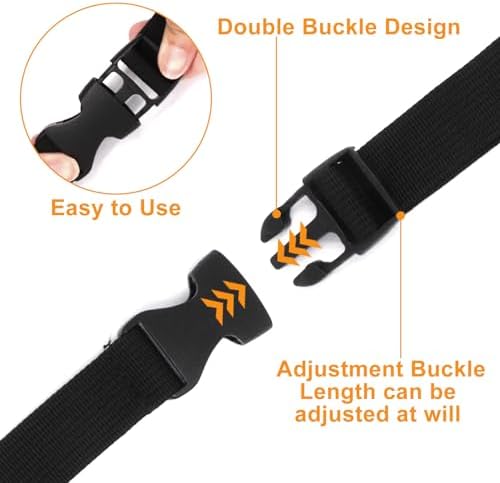 5Pcs Black Nylon Strap 1" x 47" (3.9ft) Buckle Straps with Quick Release Adjustable Straps with Buckles, Tie Down Strap for Backpacking, Outdoor Activities