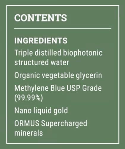 Earth Harmony Methylene Blue, 1% USP (Pharmaceutical) Grade, with Nano Liquid Gold for Photodynamic Research, Miron Glass Bottle (2 Oz)