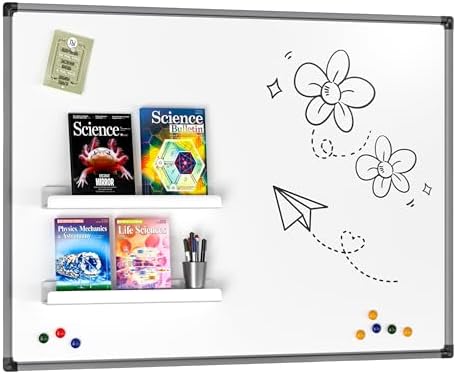 FUCDTEFC 2 Pcs Magnetic Book Shelf for Whiteboard, Strong Adsorption Reusable Metal Bookshelf Book Display Holder for Teacher Kids Classroom Refrigerator Office White