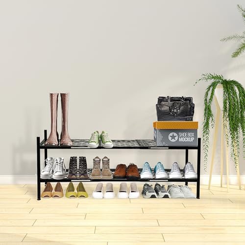 Shoe Rack, 45.6" Expandable Shoe Storage Organizer for Closet - Stackable
