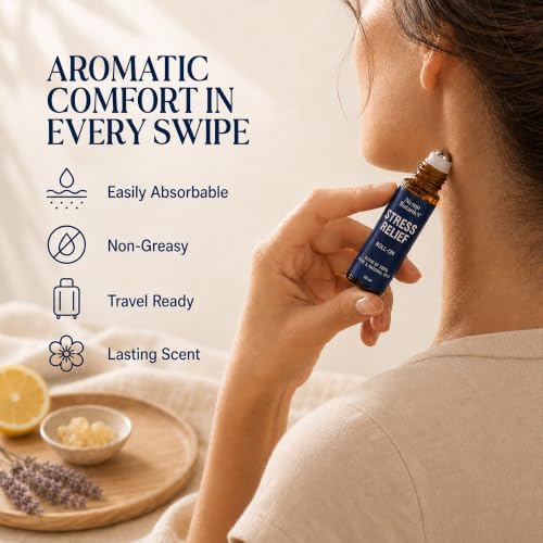 Stress Relief Essential Oil Roll-On 10 ml for Aromatherapy and Relaxation