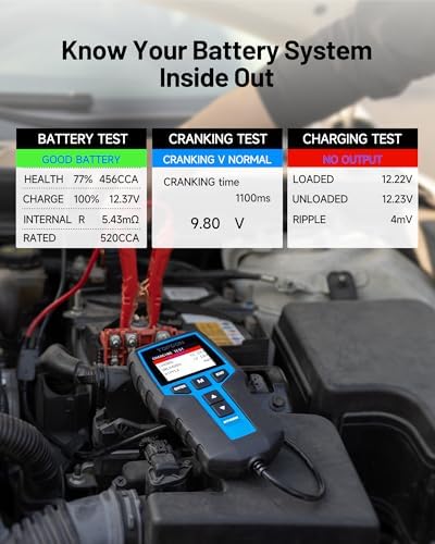 TOPDON BT200 Car Battery Tester, 12V/24V, 100-2000 CCA Load Tester
