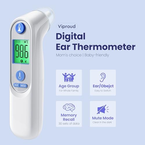 Viproud Digital Ear Thermometer for Kids & Adults, Accurate & Fast Results