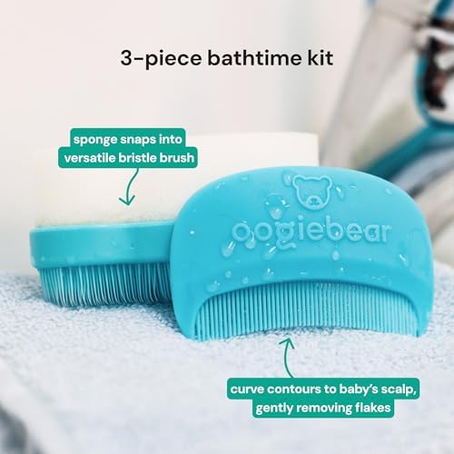 oogiebear Cradle Cap Brush Kit for Babies, 3 Piece Gentle Scalp Care Set