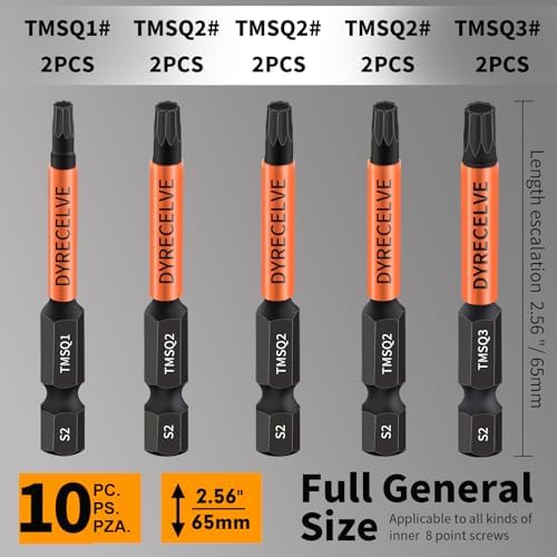 DYRECELVE 10-Pack 8-Point Star Bit Set for Trailer, Double Square, 2.56 IN