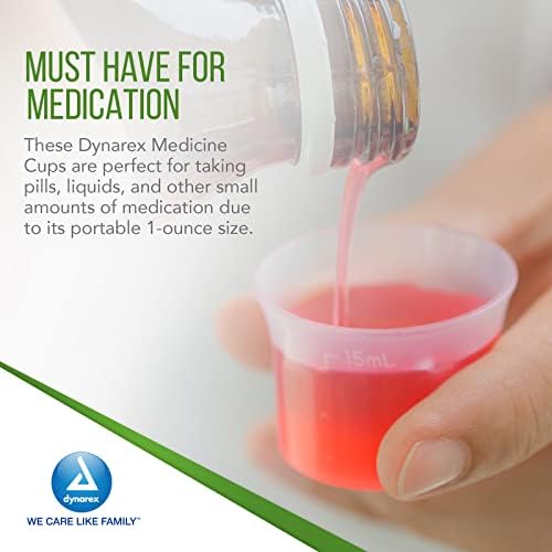 Dynarex 4258 Medicine Cup, 1 oz., Easy-to-Read CC and ML Graduation, Pack of 100
