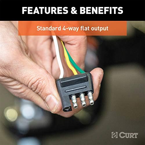 CURT 58030 Trailer-Side 4-Pin Flat Wiring Harness with 12-Inch Wires