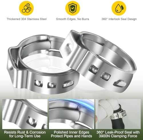 1/2 Inch PEX Crimp Rings 120 Pack for PEX Fittings Plumbing