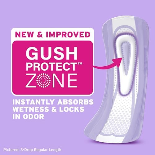 Poise Ultra Thin Incontinence Pads for Women, 6 Drop, Long, 78 ct