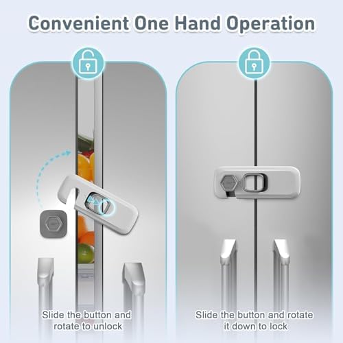 2 Pack Fridge Lock, Freezer Door Lock Child Safety, 3M Adhesive Hold