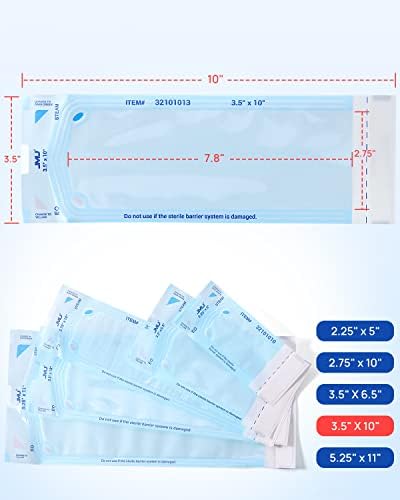 JMU Self Seal Sterilization Pouches 3.5" x 10", Sterilization Bags 200/Box