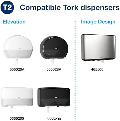 Tork Mini Jumbo Toilet Paper Roll White T2, Advanced, 2-Ply, 12 x 751', 12024402