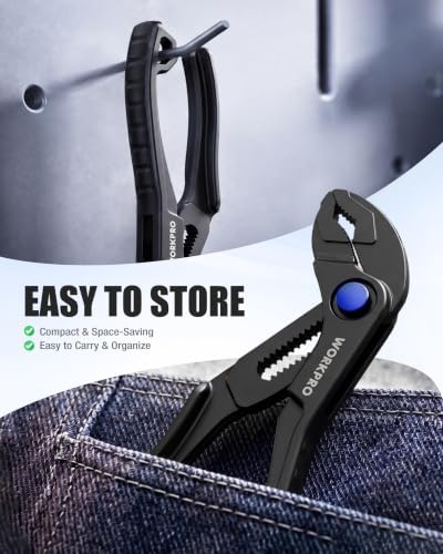 WORKPRO Mini Water Pump Pliers, 4-Inch Groove Joint Pliers for Tight Spaces