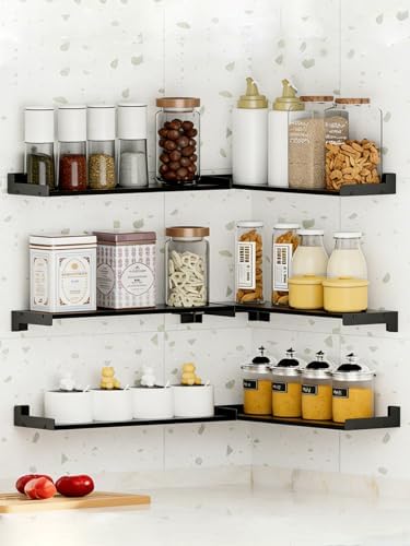 Floating Shelves for Wall, Shelves for Decor Storage,6Pcs 16'',Black