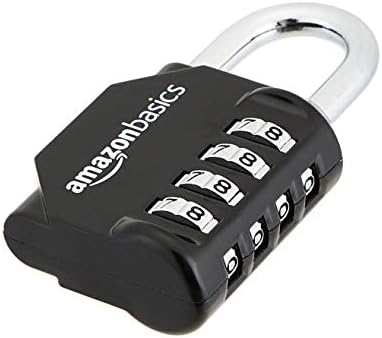 Amazon Basics 4-Digit Combination Lock, Black, 2-Pack