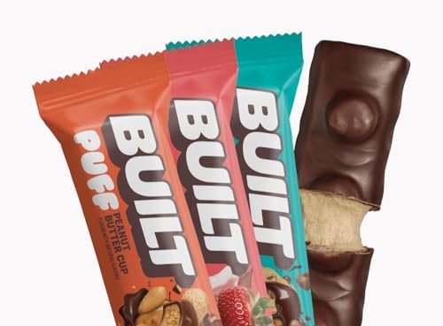 BUILT Puff Protein Bars, Variety Pack, 15g-17g Protein - 12 Count