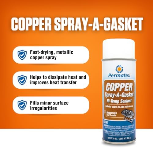 Permatex 80697 Copper Spray-A-Gasket Hi-Temp Adhesive Sealant, 9 oz. net Aerosol Can