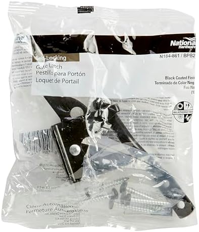 National Hardware Automatic Gate Latch, 4 in Strike, Steel, Black
