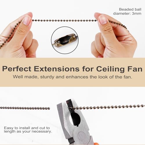 4 Pack Bronzed Ceiling Fan Pull Chain Extension, 12'' Decor Light Fans Icon