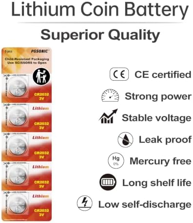 40 Pack CR2032 Batteries, 3V Lithium Coin Battery for Small Electronic Devices, 5 Year Shelf Life