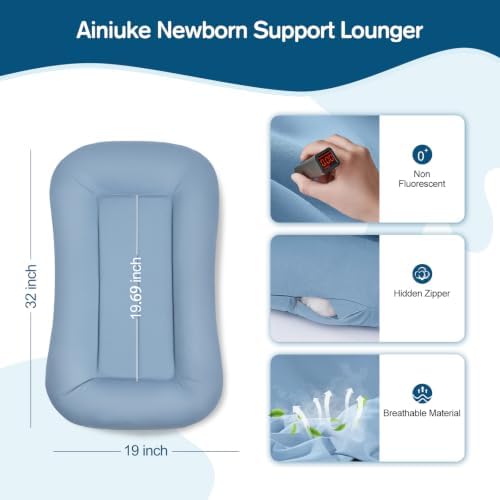 Baby Lounger, Infant Nest for Newborn Supervised Awake Use (Navy Blue)