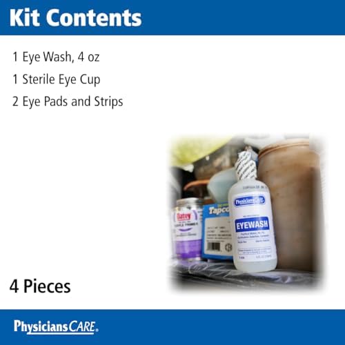 First Aid Only 6-Piece Eye Wash Kit with Oval Eye Pads, First Aid Adhesive Strips, Emergency Eye Rinse & Eye Wash Cup