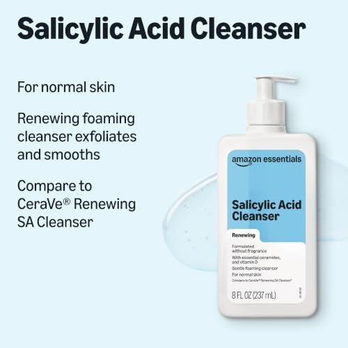 Amazon Essentials Cleanser Face Wash - Renewing Salicylic Acid with Ceramides & Vitamin D, 8 fl oz, 1-Pack (Previously Amazon Basics)