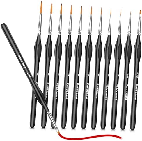 12Pcs Detail Paint Brushes Set for Miniature Fine Art Painting