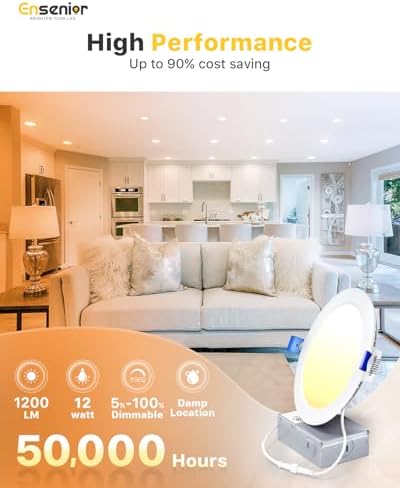 Ensenior 20 Pack 6 Inch LED Recessed Light, 5CCT Dimmable Canless Wafer