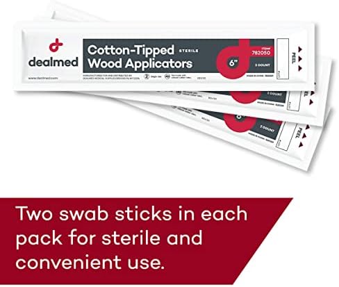 Dealmed 6 in Sterile Cotton-Tipped Applicators - 200 Count