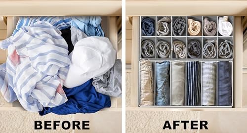 Simple Houseware 4-Pack Drawer Organizer Set for Underwear/Socks/Bra, Gray