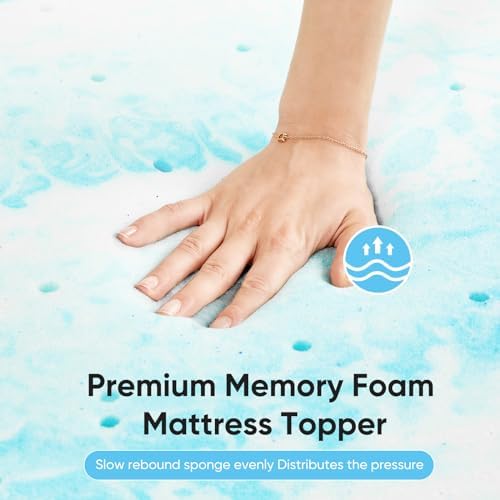 OLIXIS 2 Inch Twin Cooling Gel Infused Memory Foam Mattress Topper, Bed Pad