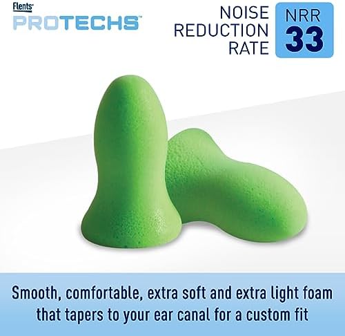 Flents Protechs Quiet Contour Foam Ear Plugs, NRR 33, 10 Pair, Green