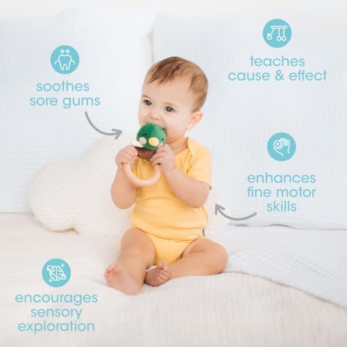 Pearhead Mallard Duck Wooden Baby Teether