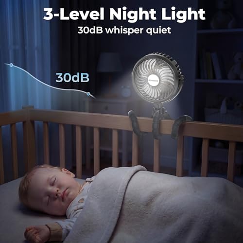 AMACOOL Battery Operated Stroller Fan, Portable Clip On Fan Rechargeable