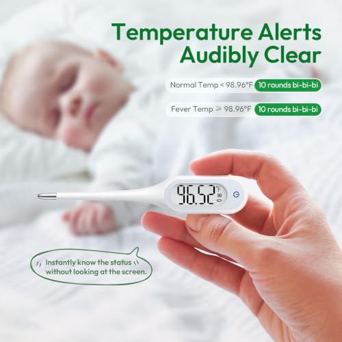 8 Seconds Basal Thermometer for Adult & Kids, Accurate & Safe Thermometer (White)