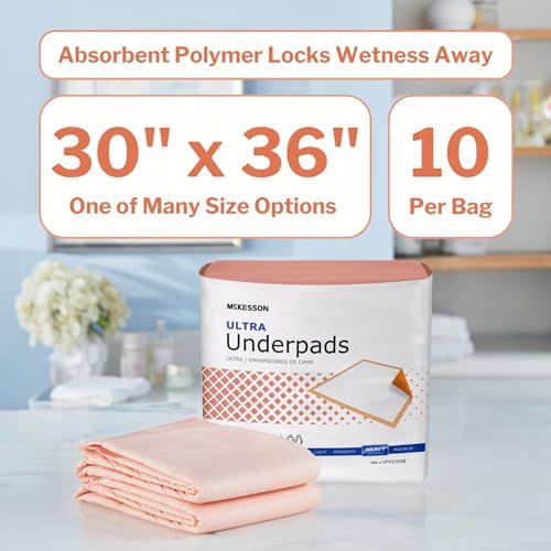 McKesson Underpads Bed Pads, Heavy Absorbency, 30 x 36 in, 100 ct