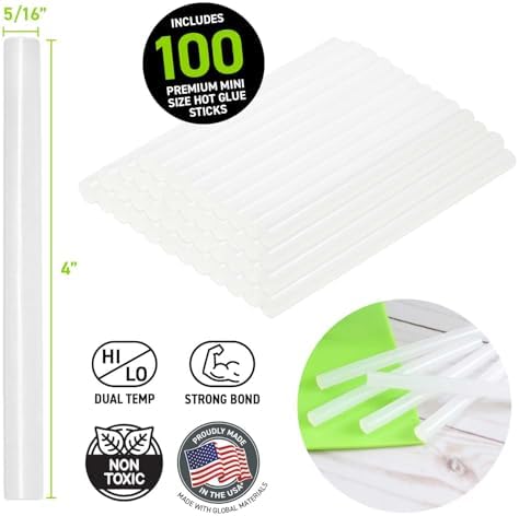 Surebonder Clear, All Purpose, All Temp., Mini Size Hot Glue Sticks 0.27 in. Diameter, 4 in. Length -100 Pack