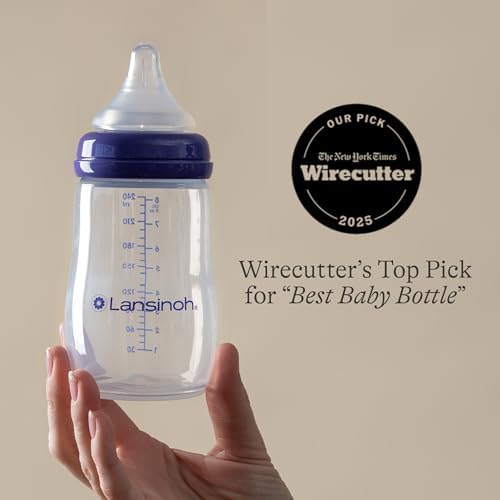 Lansinoh Anti-Colic Baby Bottles, 8 Ounce, 3 Count