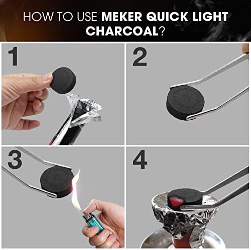 MEKER Quick Light Charcoal Briquettes, Charcoal Disk Lights, 33 mm Nature Coal Disks, Instant Fire Coal Tablet, Charcoal Burner (100Pcs)
