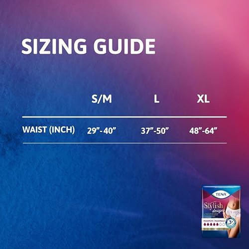 TENA Stylish White Super Plus Incontinence Underwear Women, L 37-50in 64 ct