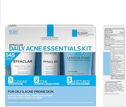 La Roche-Posay Effaclar Daily Acne Kit with Cleanser, Toner & Moisturizer