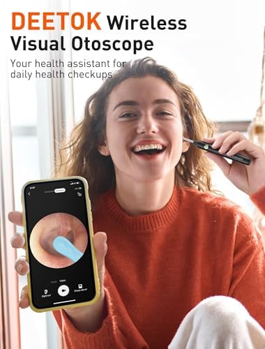 Ear Wax Removal Tool Camera - Ear Cleaner with 1080P HD Camera, FSA HSA Store Eligible, Otoscope with Light, Earwax Removal Kit with 50 Replacement Tips for iPhone, iPad, Android Phones (Black)2