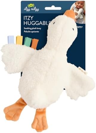 Itzy Ritzy Huggable Lovey, Plush Comfort Toy with Sensory Ribbons (Goose)